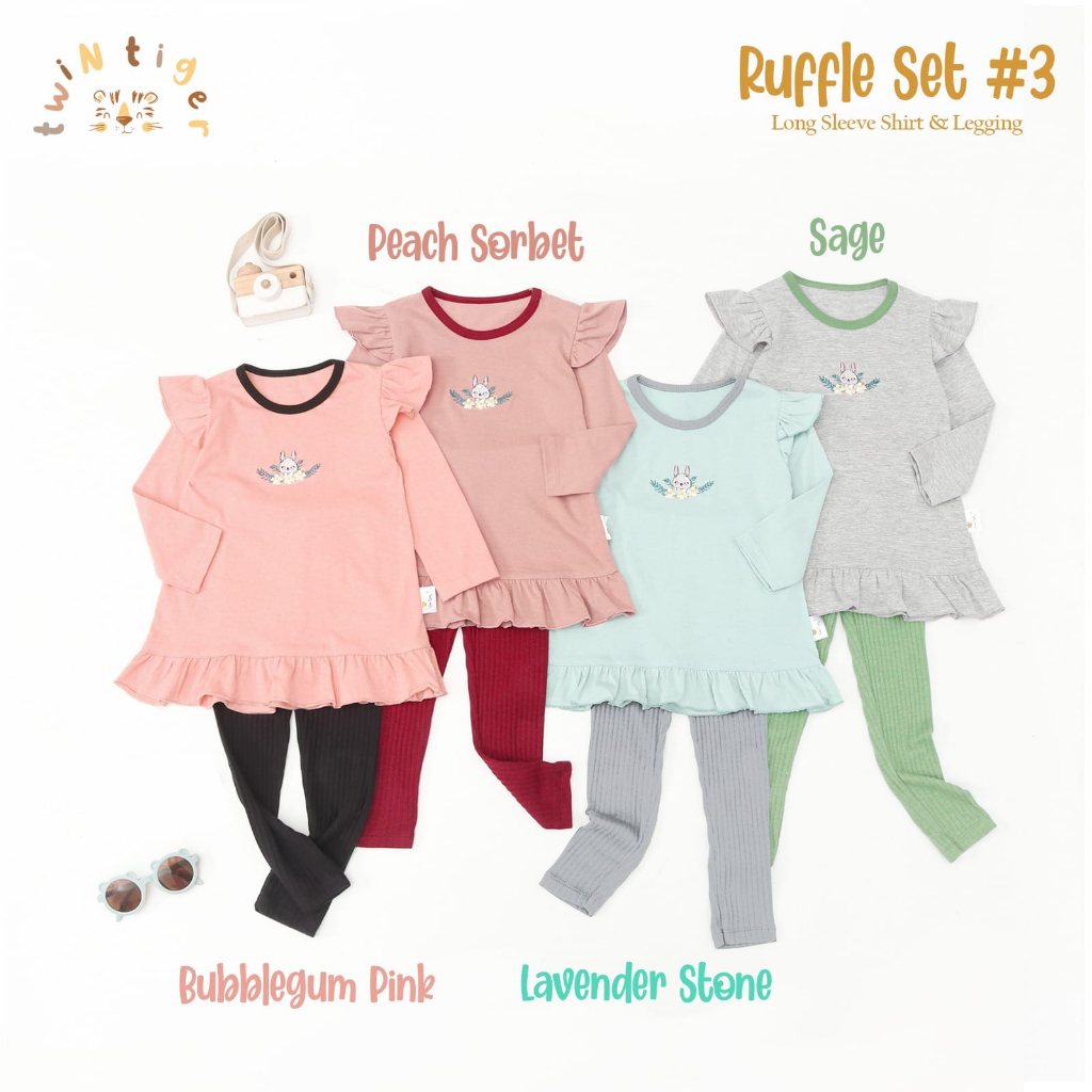 Twin Tiger Ruffle Set Setelan Ruffle Anak Perempuan
