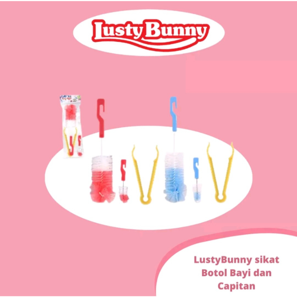 Lusty Bunny Sikat Botol Bayi dan Capitan SK-1001 Sikat Pencuci Pembersih Botol Dot Penjepit Botol