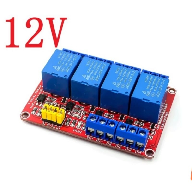 relay module 4 channel 12v PLC high low 250vac 30vdc 10a aktiv