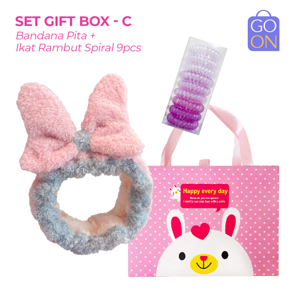 GIFTBOX Set Bandana + Ikat Rambut Spiral (9pcs) - Set Hadiah Aksesoris FashioN