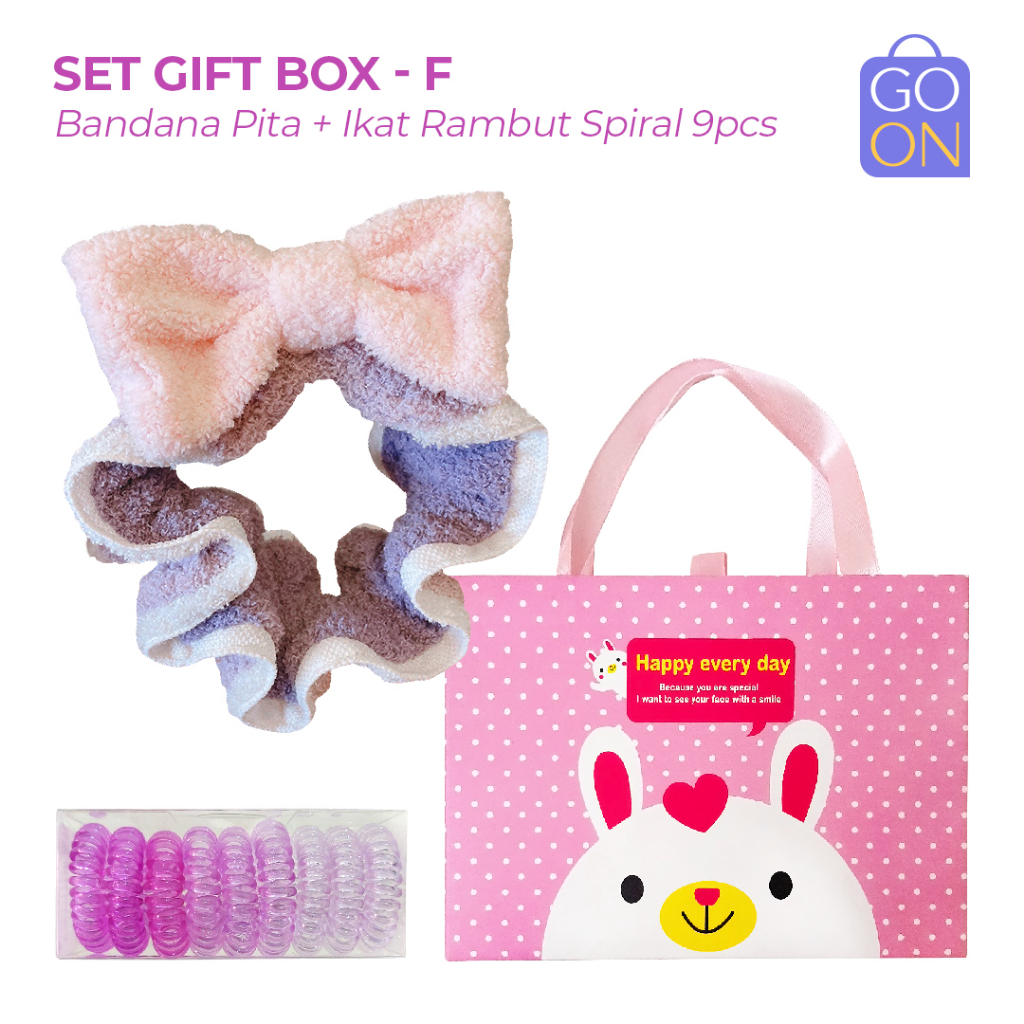 GIFTBOX Set Bandana + Ikat Rambut Spiral (9pcs) - Set Hadiah Aksesoris FashioN