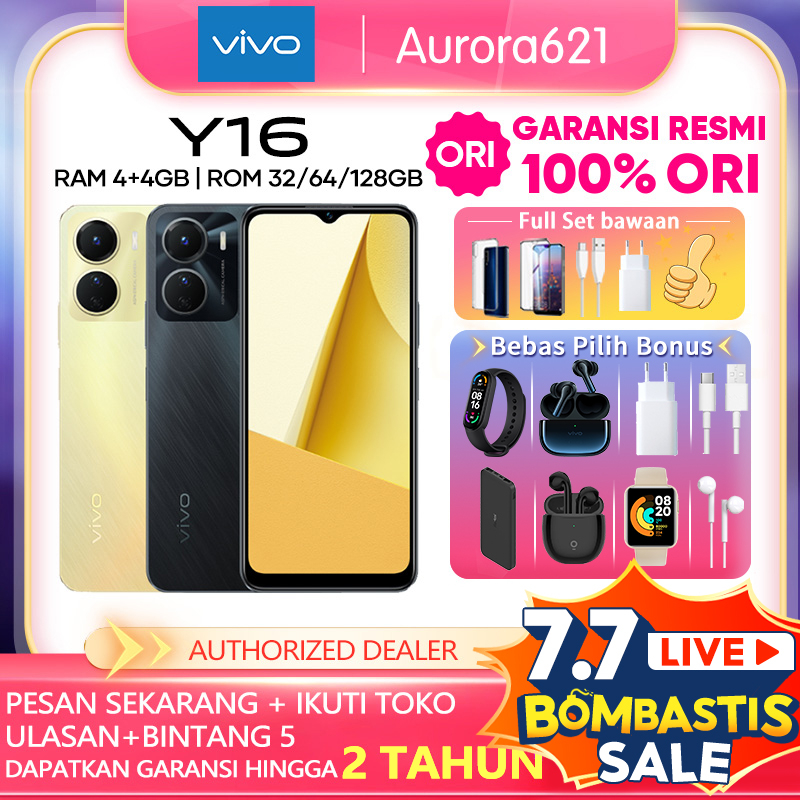 VIVO Y16 4/128GB VIVO Y02T 4 64 Garansi resmi original handphone vivo termurah hp vivo terbaru 2023 vivo promo cuci gudang hp vivo murah asli hp vivo ram 4 Vivo Y16 Terbaru 2023 VIVO Y02 vivo y15s vivo y12s vivo y21