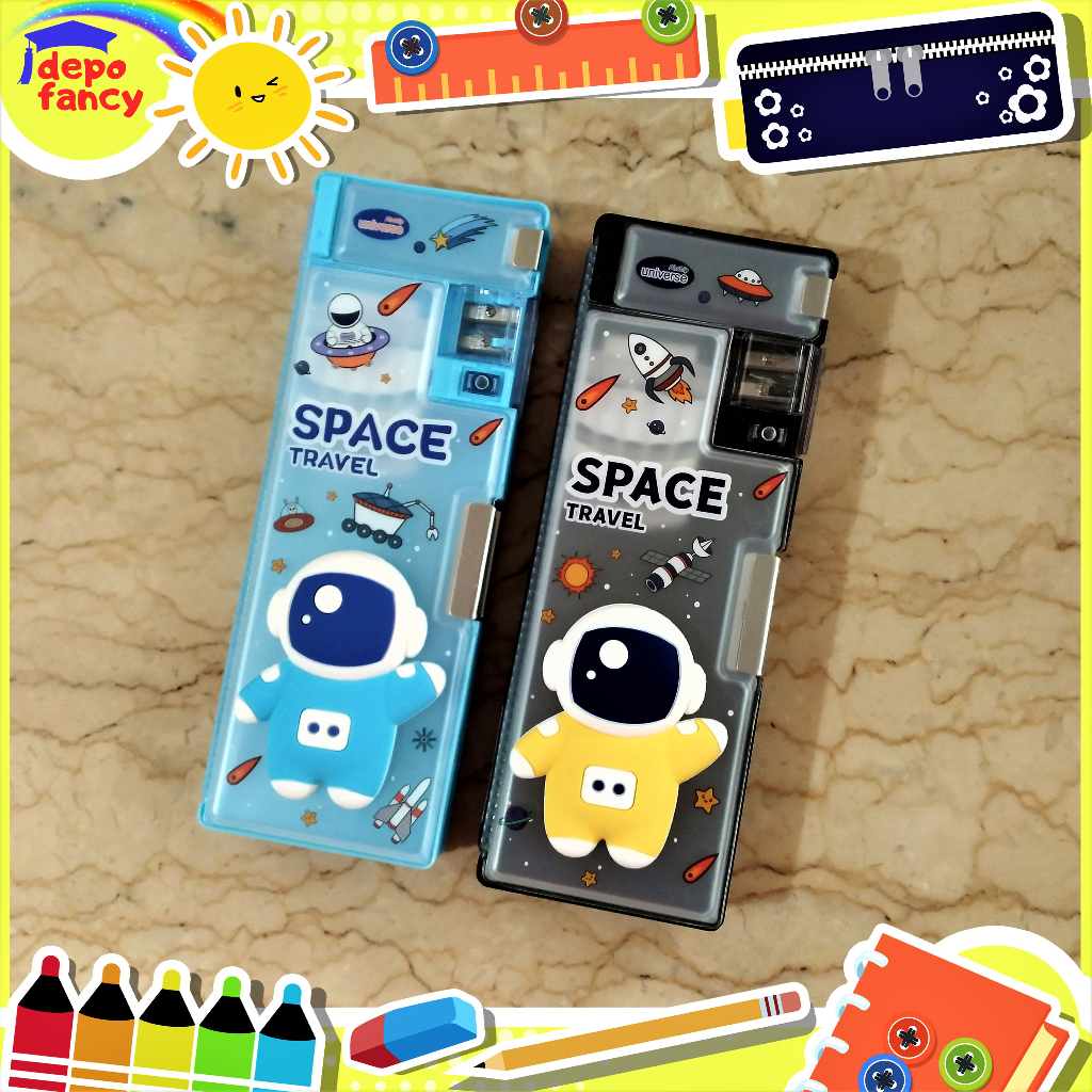 

Kotak Pensil Magnet 2 Sisi + Rautan Pensil 35281-F Space Timbul / Tempat Pensil / Pencil Case / Boks Pensil / Box Pen / Tepak Pensil