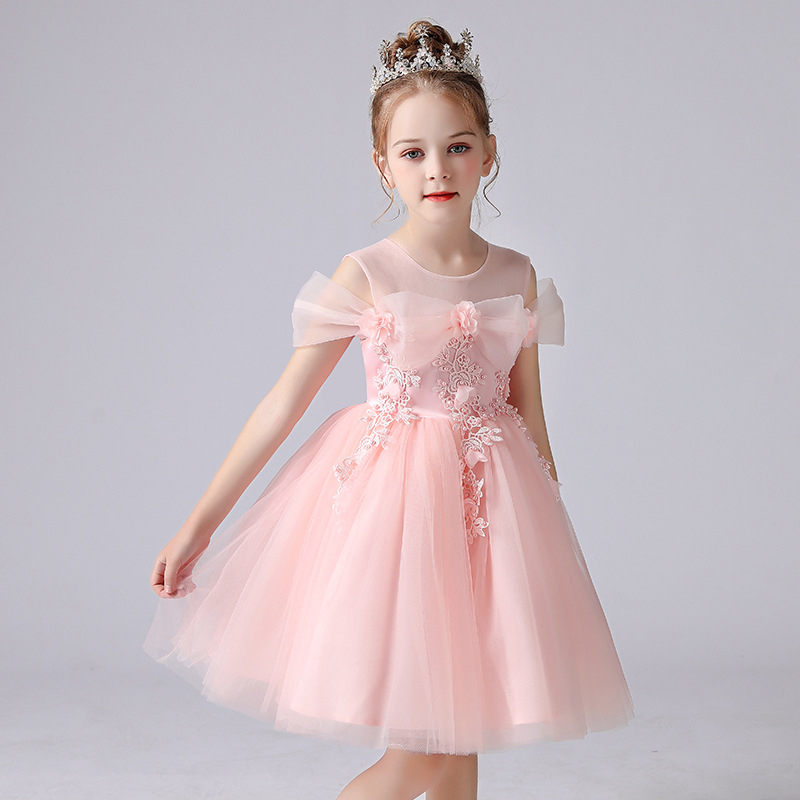 Dress Pesta Anak Perempuan 3 - 12 Tahun Pendek Sabrina Princess Dress Tutu Import Korea Gaun Ulang Tahun Anak Tanggung Premium