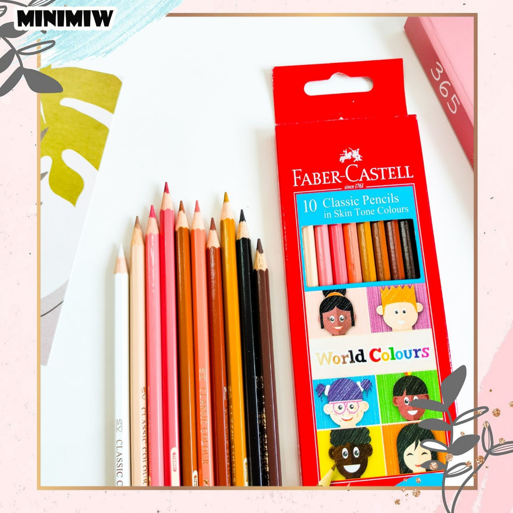 PENSIL WARNA 1 PACK ISI 10 WORLD COLOUR FABER CASTELL IN SKIN TONE COLOURS (WARNA KULIT) COD TERMURAH ALAT TULIS KANTOR MEWARNAI BY MINIMIW