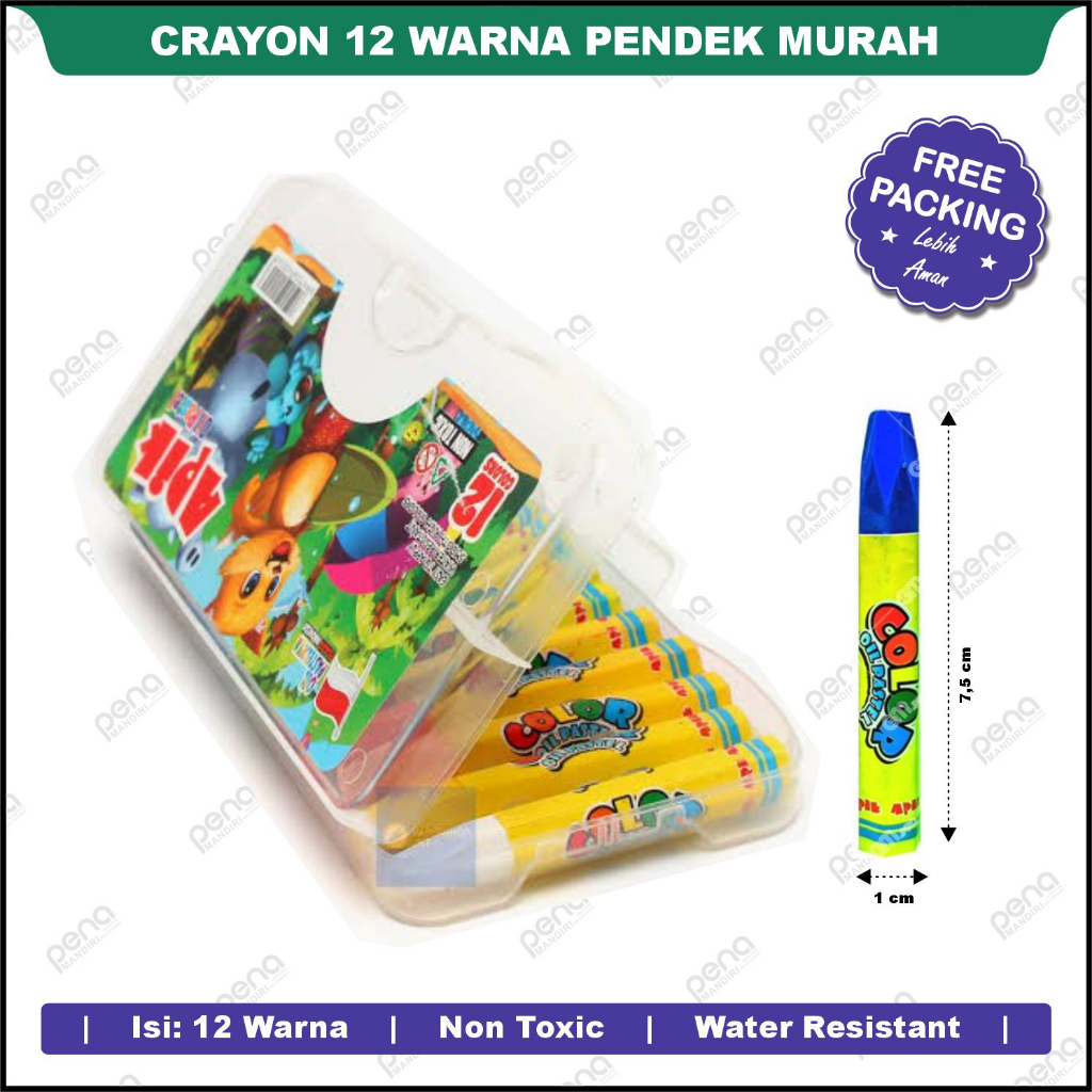 Crayon Krayon Oil Pastel Set 12 Warna Pendek Murah Apik