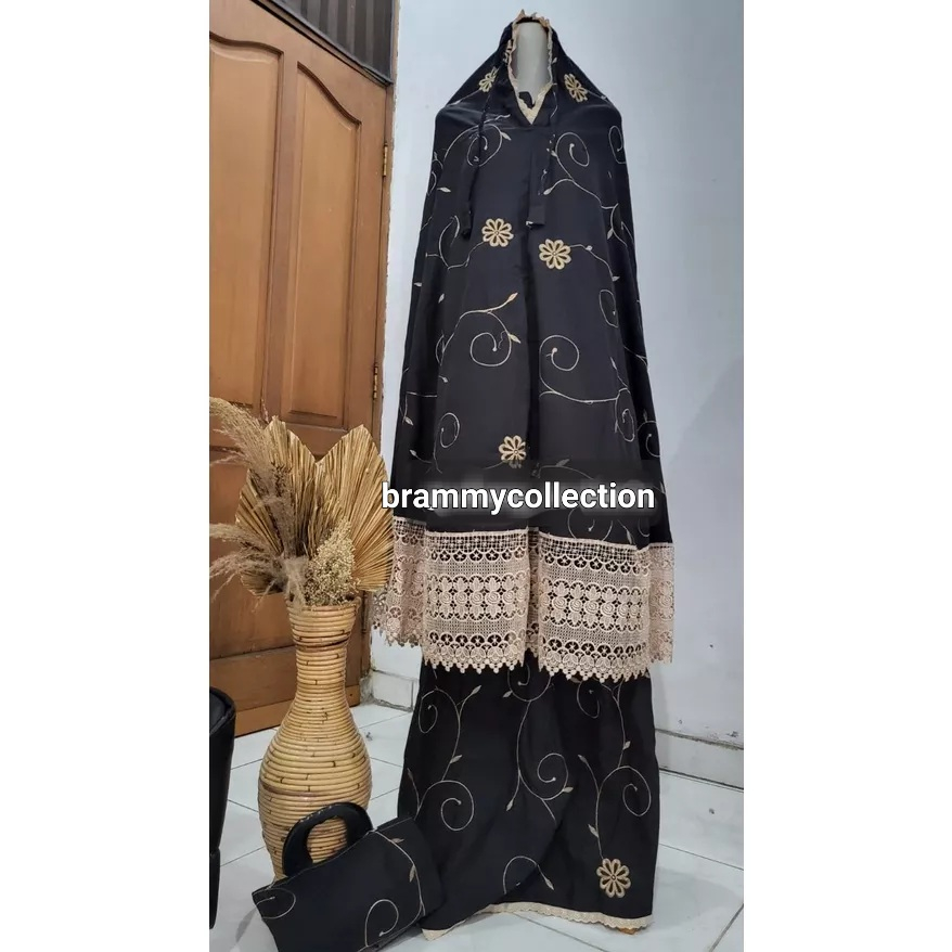 BC-Mukena Dewasa Jumbo KAtun Mikro Bordir teratai Gracella kombi renda keong Devina real picture