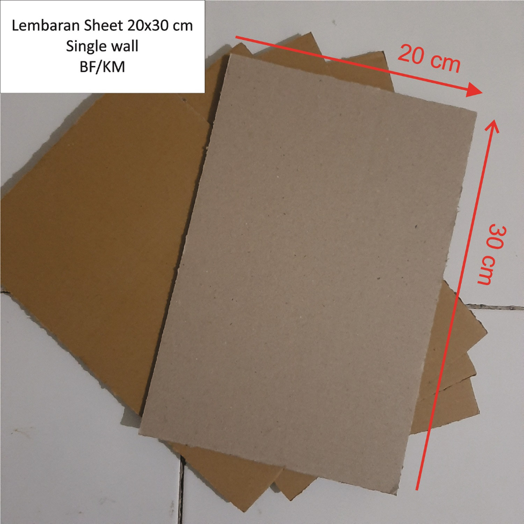 

Sheet Ukuran 20x30, 15x36 cm Lembaran Karton / Kardus Single wall