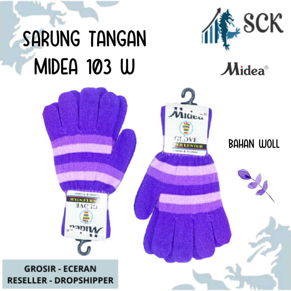 Sarung Tangan MIDEA 103 Jari Strip WARNA / Sarung Tangan Dewasa Warna / Kaos Tangan Cewek Perempuan Perlengkapan Otomotif - sckmenwear GROSIR