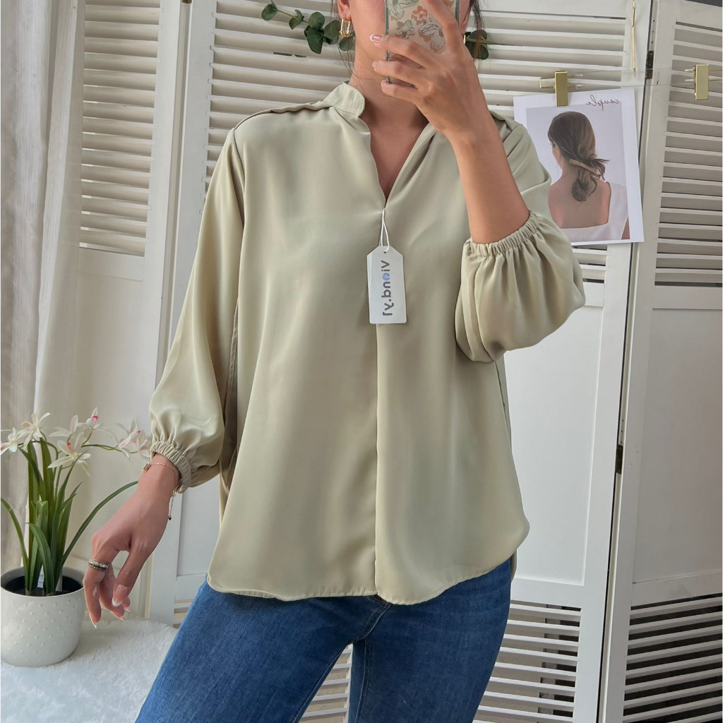 Kemeja Wanita Polos / Atasan Cewek Blouse Korea Oversize 123