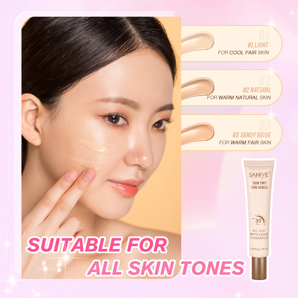 SANIYE Matte Foundation Cream Alas Bedak Tahan Lama Original SPF30 Sunscreen 4 Warna R6005