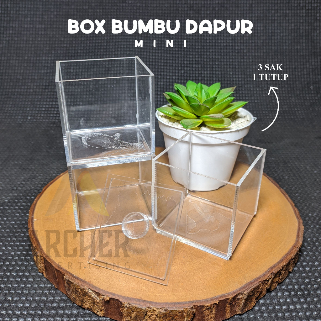 BOX BUMBU DAPUR MINI AKRILIK/TEMPAT RAK BUMBU AKRILIK TRANSPARAN