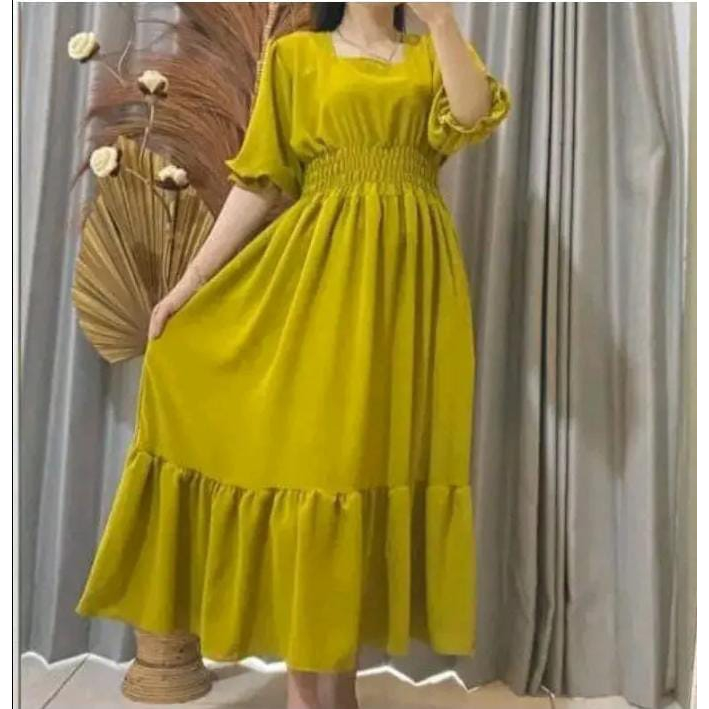 YONNA LONG DRESS REMPEL DRESS ATASAN WANITA CRINCLE AIRFLOW PREMIUM (MGA)