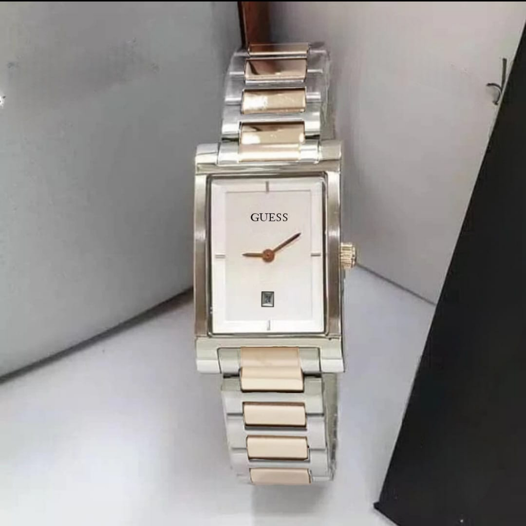 JAM TANGAN WANITA GUESS RANTAI SEGI TANGGAL AKTIF LS02