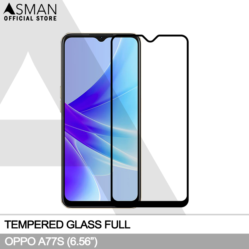 Tempered Glass Full Oppo A77s (6.56&quot;) | Anti Gores Kaca - Hitam