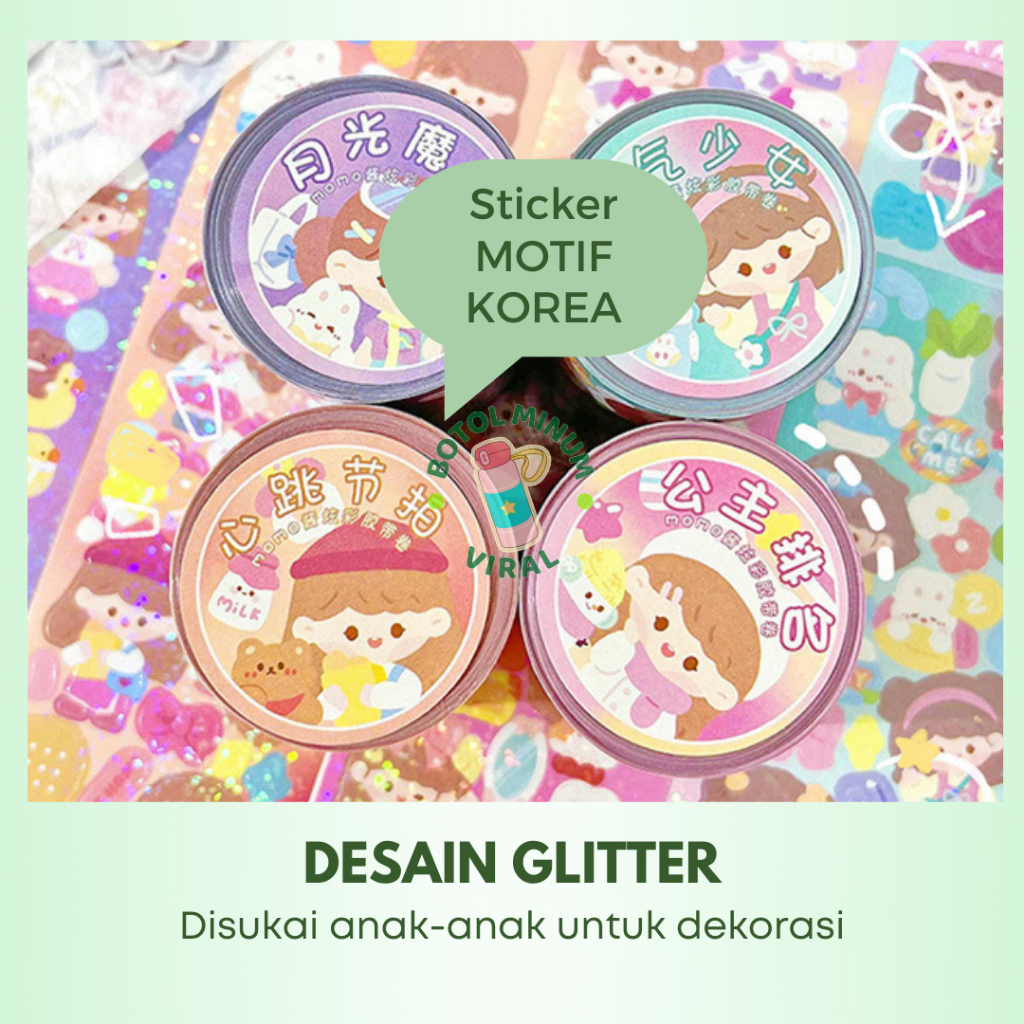 Sticker Momo Roll Glitter Viral 3 Meter Tahan Air