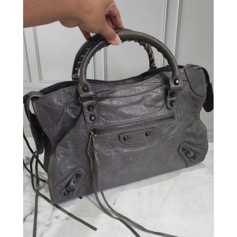 Tas Wanita Vintage Balenciaga City Mediun Grey Preloved