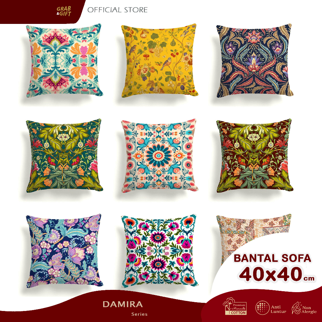 Bantal Sofa Print Motif Turkish Damira 40x40 cm Pillow Cushion