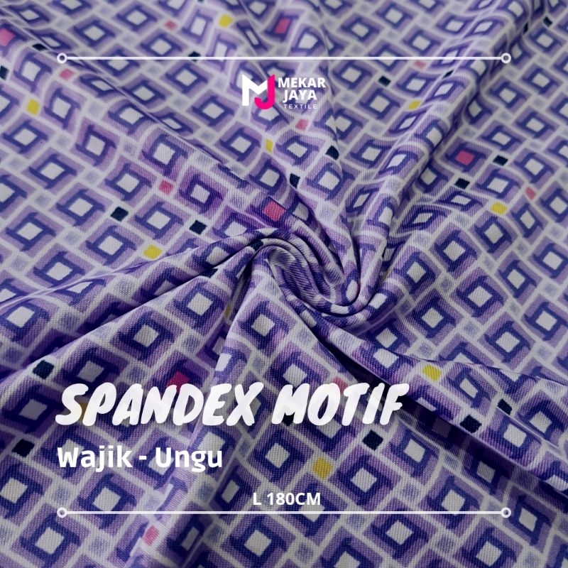 [PROMO] Kain Jersey Spandex Motif Wajik - Ungu | Kain Motif
