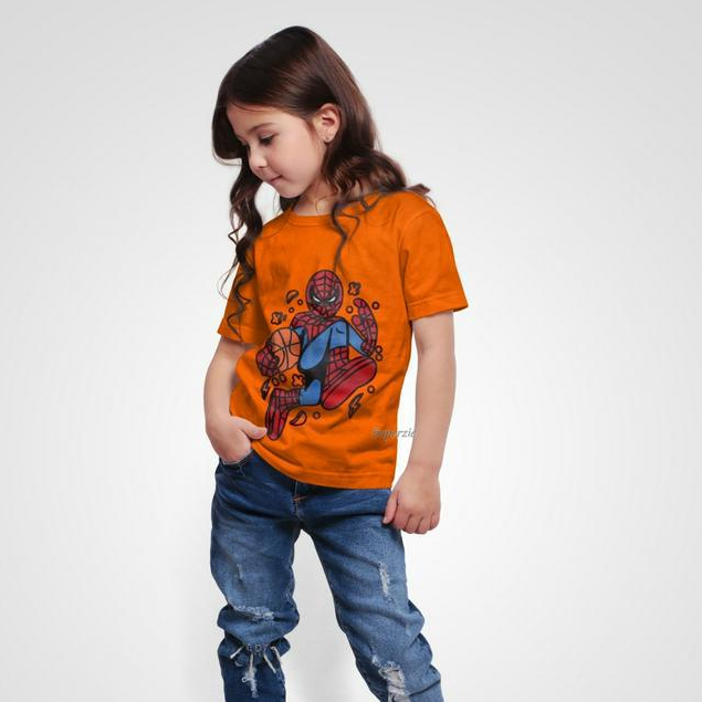 Pakaian Kaos Anak Baju Anak Kaos Laki-laki Atasan Anak Distro Superhero Laki SPIDERBALL ORANGE RGKIDS