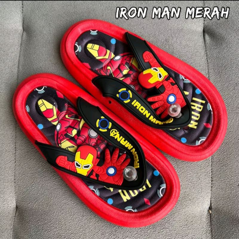 Sandal import anak Laki Sandal jepit Iron-Man Sendal karet anak 2-10thn(24-35) Sendal karet premium