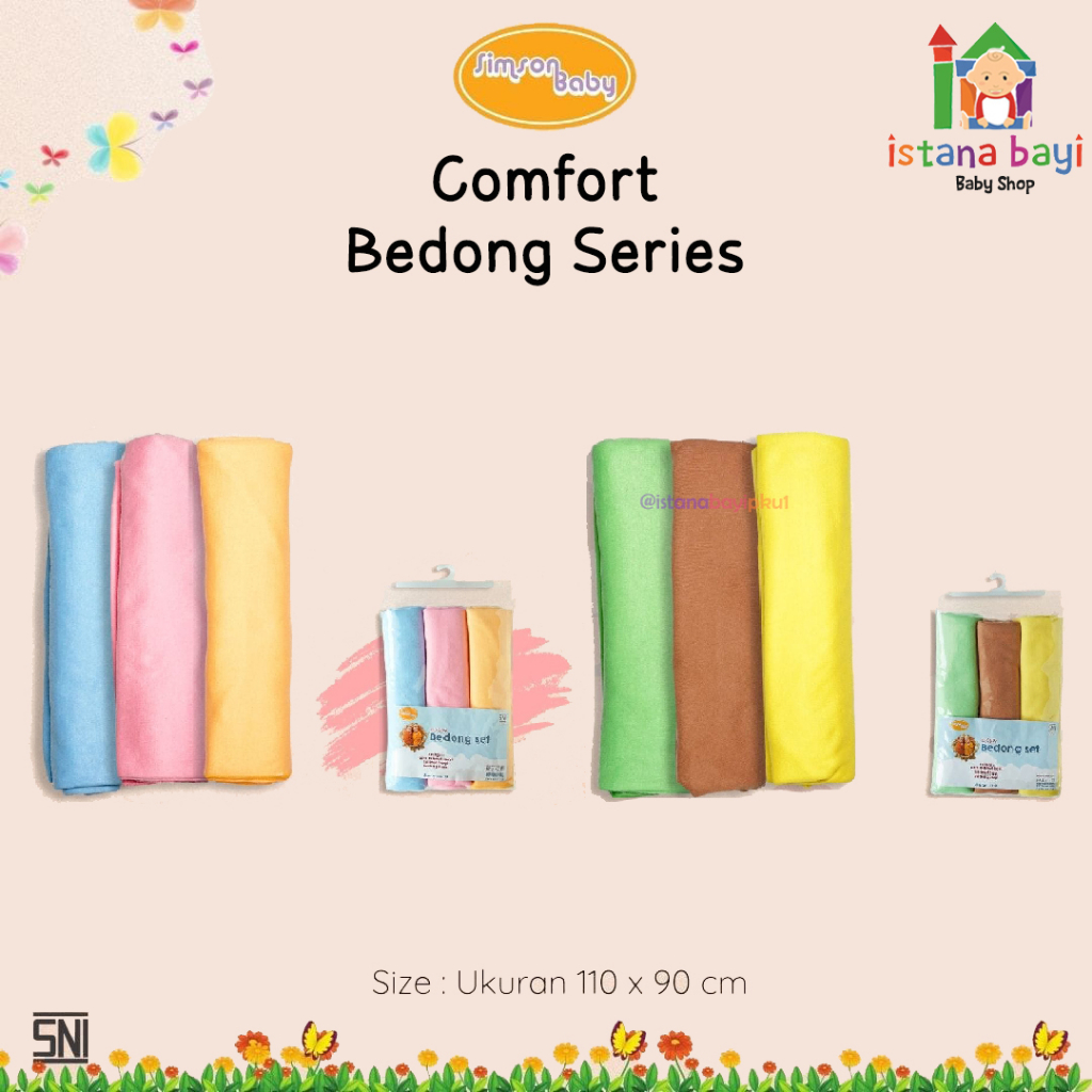 Simson Bedong Comfort Boy &amp; Girl 3 Pack - Bedong bayi/kain bedong/pakaian bayi