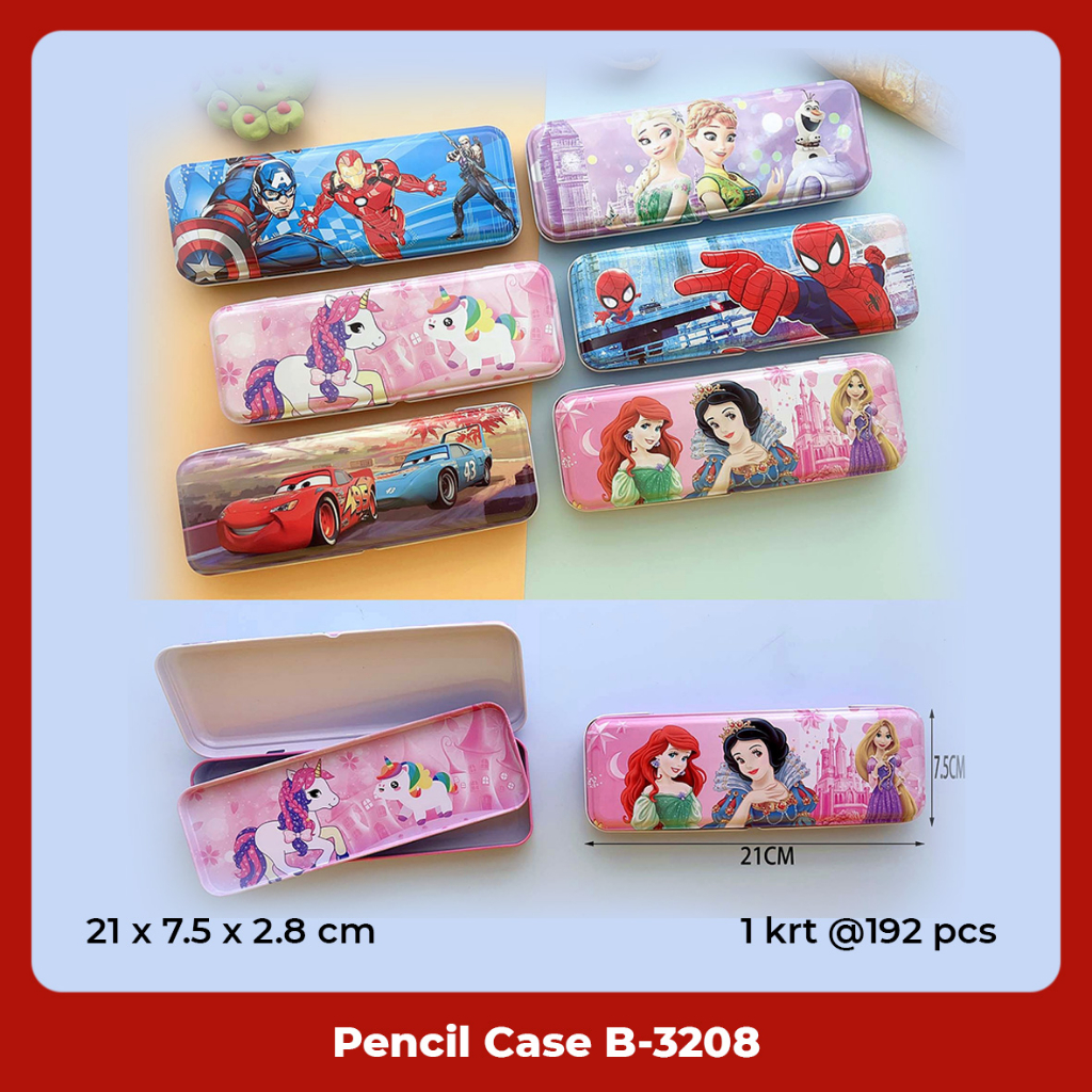 Tempat Pensil / Pencil Case / Kotak Pensil Kaleng 2 Susun Motif Karakter Fancy Lucu B-3208 Cewek/Cowok