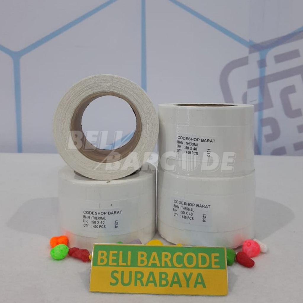 Stiker Label Timbangan 50x40mm Thermal 1 Line isi 450 Pcs