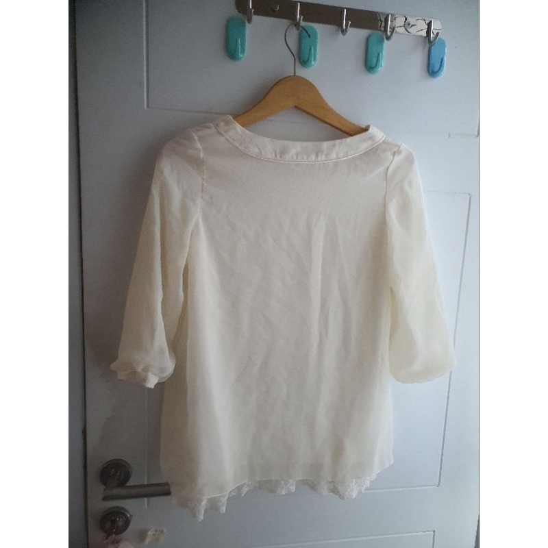 blouse sifon putih lengan panjang 086