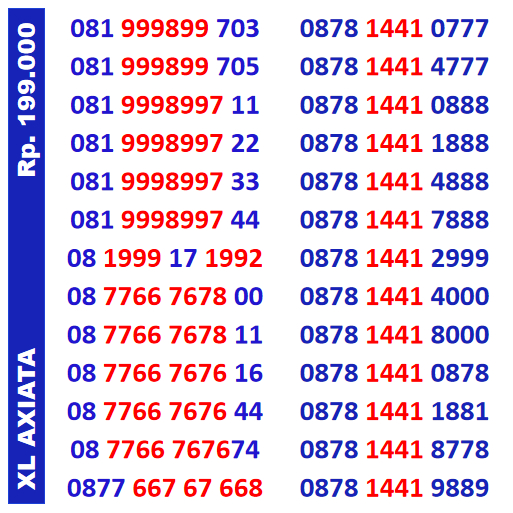 Nomor Cantik XL Axiata Double Triple