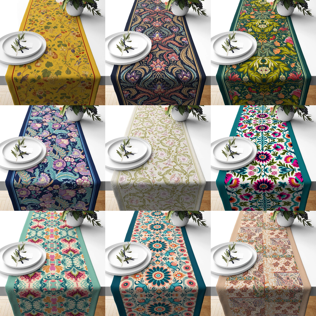 TABLE RUNNER TAPLAK MEJA MOTIF DAMIRA 140X40 230X40 180X33 CM SERIES PREMIUM PRINTING