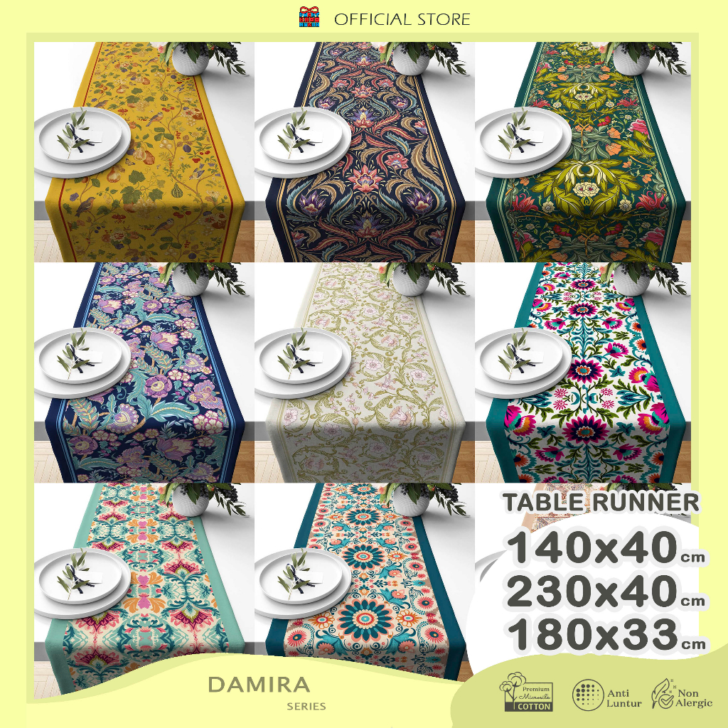 Table Runner Taplak Meja Print Motif Turkish Damira 140x40 / 230x40 / 180x33 cm - Pusat Kado Murah