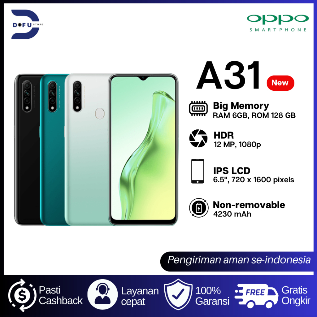 OPPO A31 6/128GB 4230 mAh Garansi 1 Year