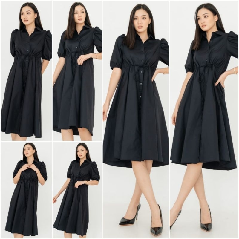 ♡ PREMIUM ♡ ORIGINAL ! VIRGINIA PLUFFY SLEEVE WAIST TIED MIDI DRESS ( BUSUI FRIENDLY )