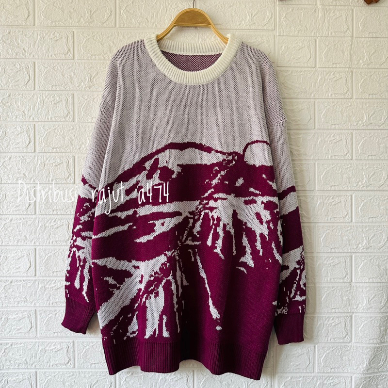 BROMO SWEATER RAJUT OVERSIZE MOTIF GUNUNG ATASAN RAJUT PRIA WANITA LENGAN PANJANG