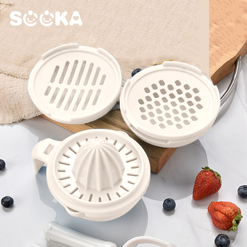 Sooka Baby Food Maker Grinding Bowl Alat Pembuat Makanan Bayi Anak 9pcs Set Alat Makan Bayi dengan Mangkuk Penghalus Makanan Bayi, Slow Cooker Baby Safe,  Mesin Pemrosesan Buah-Buahan, Saringan Mpasi Peralatan Makan Bayi SK-ECC1143