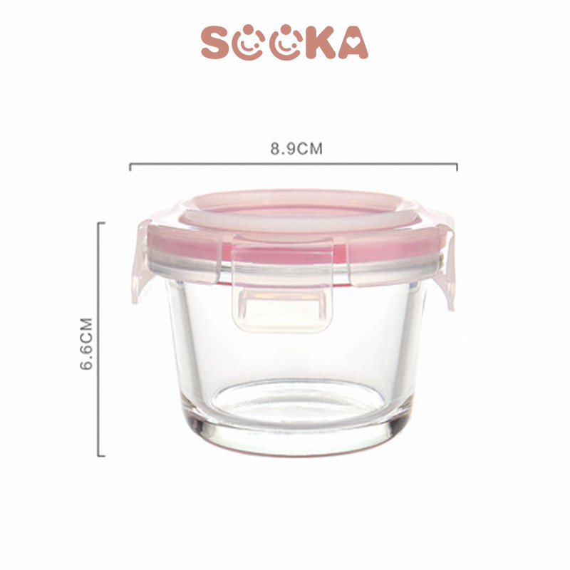 SOOKA Tempat Mpasi Kotak Kontainer Kaca Anti Tumpah Ukuran 130/160ml BPA Free SK-ECA1147