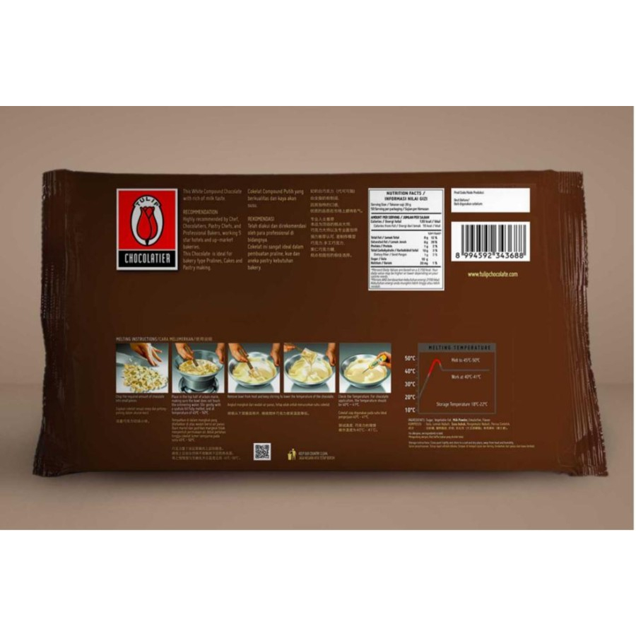 Coklat Tulip White Chocolate Compound 1kg - Tulip White