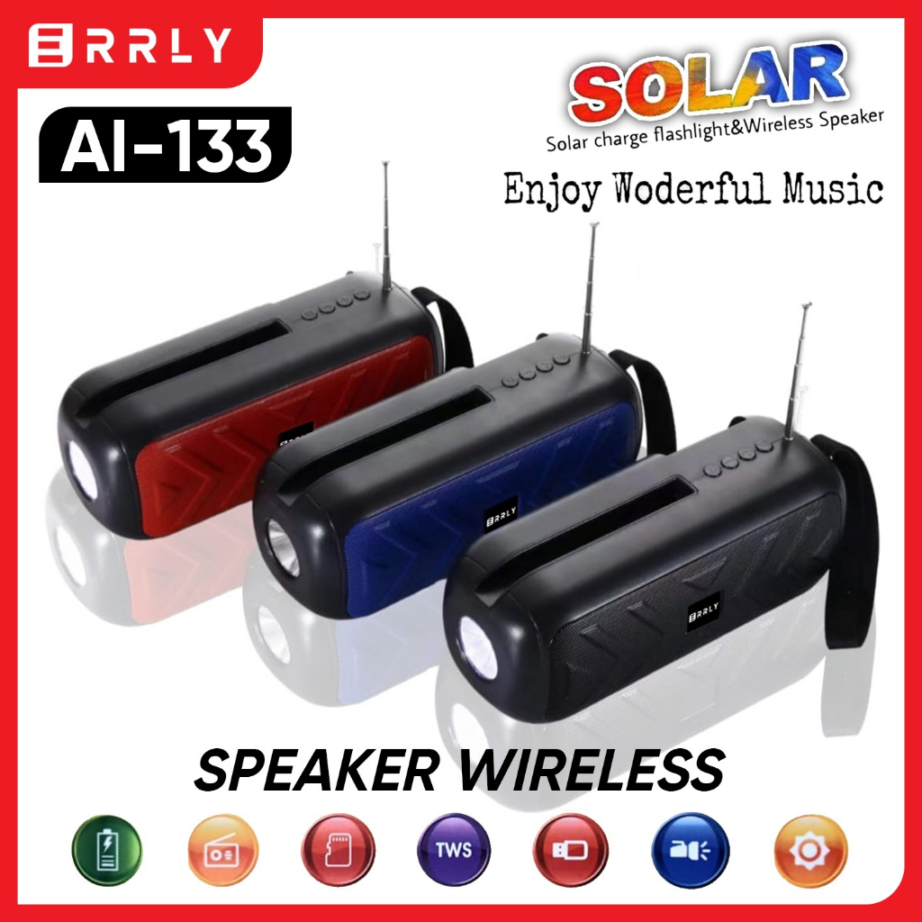 Speaker Bluetooth Solar ERRLY TWS AI-133 Radio Panel Surya Charger Matahari Speker Senter AL133