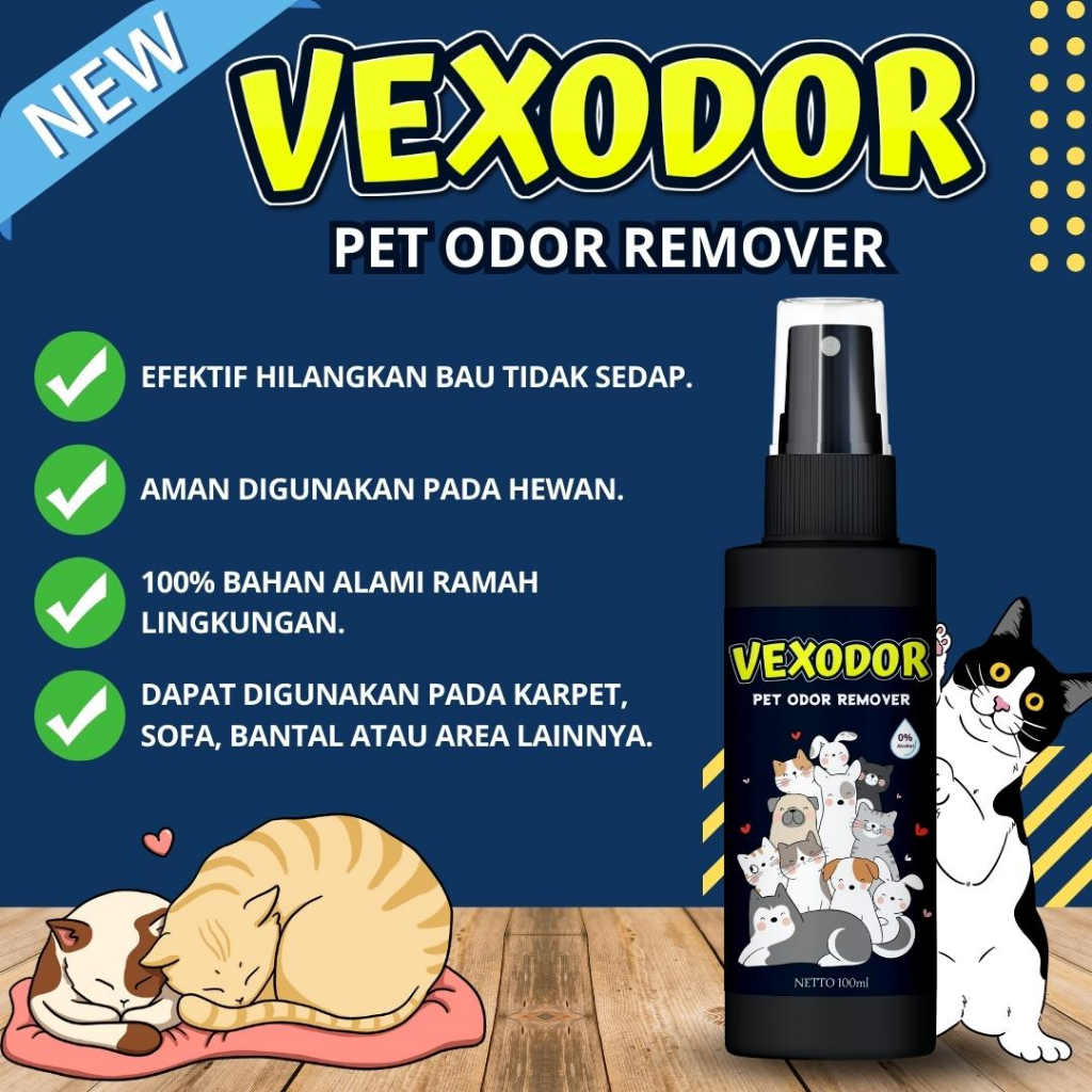 VEXODOR 100ML - Spray Pet Odor Remover Penghilang Bau Kotoran Kandang Hewan Kucing Anjing Kelinci