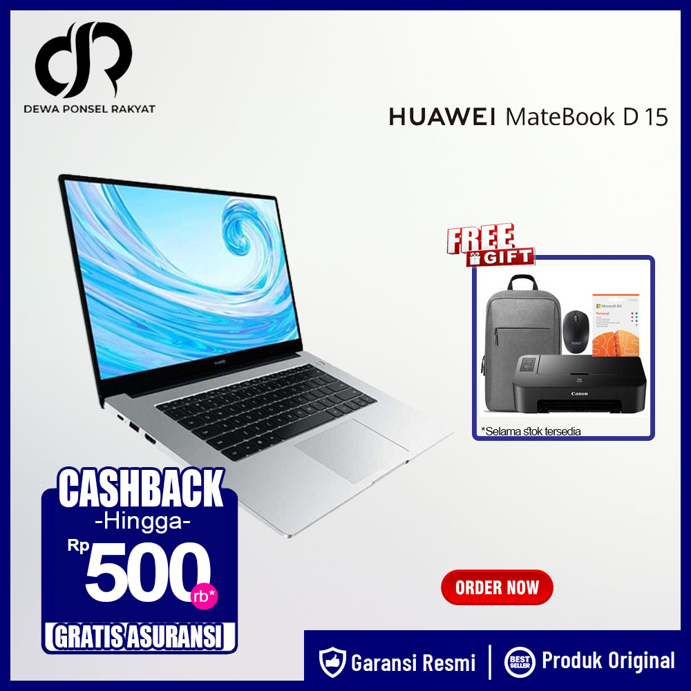 Huawei Matebook D14 i5-1240P Iris Xe RAM 8GB 512GB SSD / Huawei Matebook D15 R7 Windows 11 Garansi RESMI