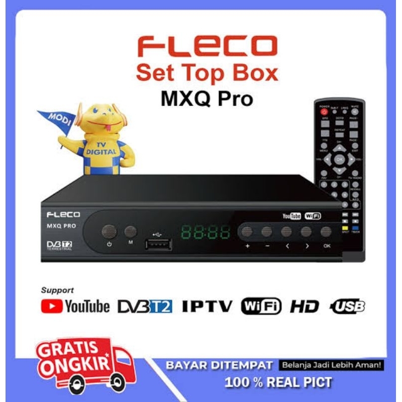 SET TOP BOX STB FLECO MXQ PRO PENERIMA SIARAN DIGITAL TAMPILAN SUPER HD BISA YOUTUBE DLL....