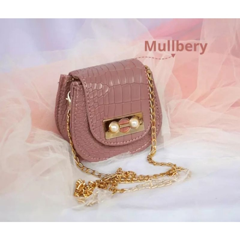 Mini Pearl Tas Slempang Mini Croco Wanita Terbaru Kekinian Fiqalsepin