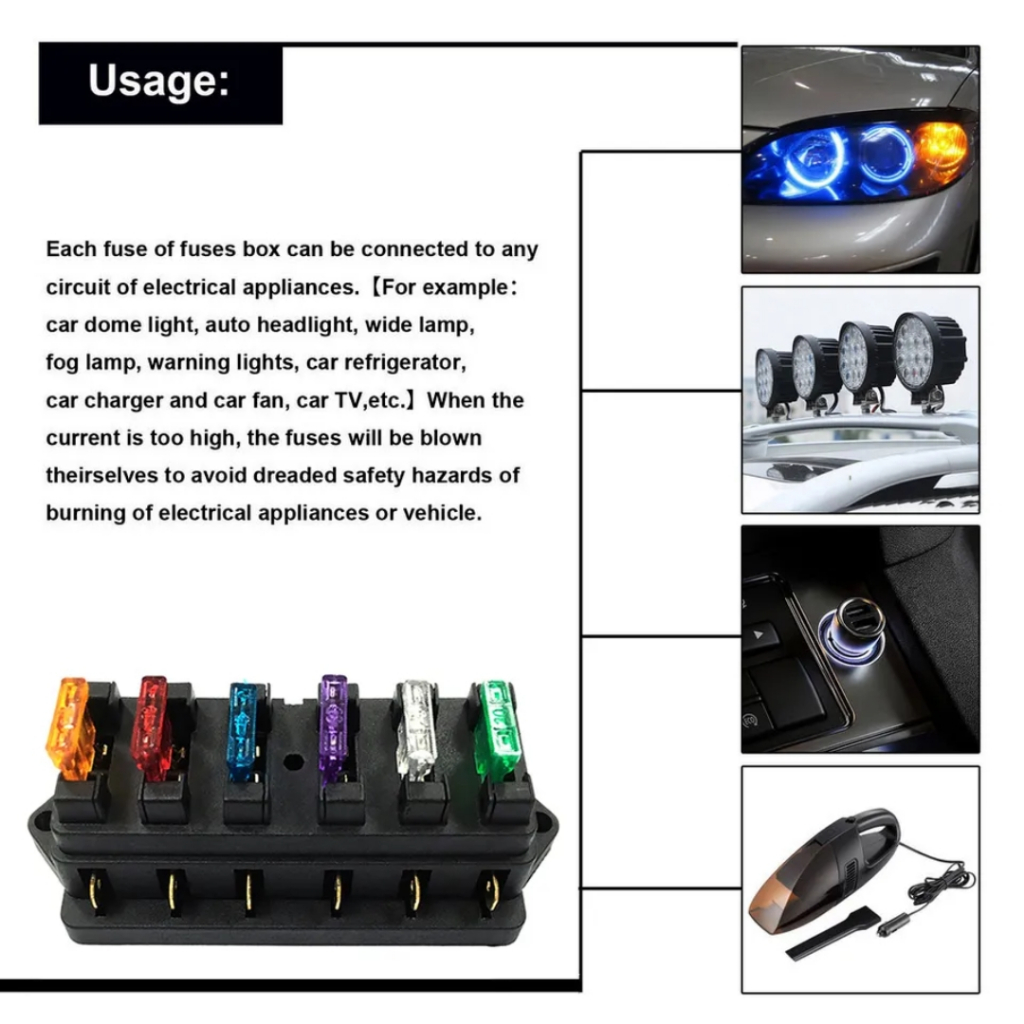 Fuse Holder 6 Way + Sekering Standard 6 pcs