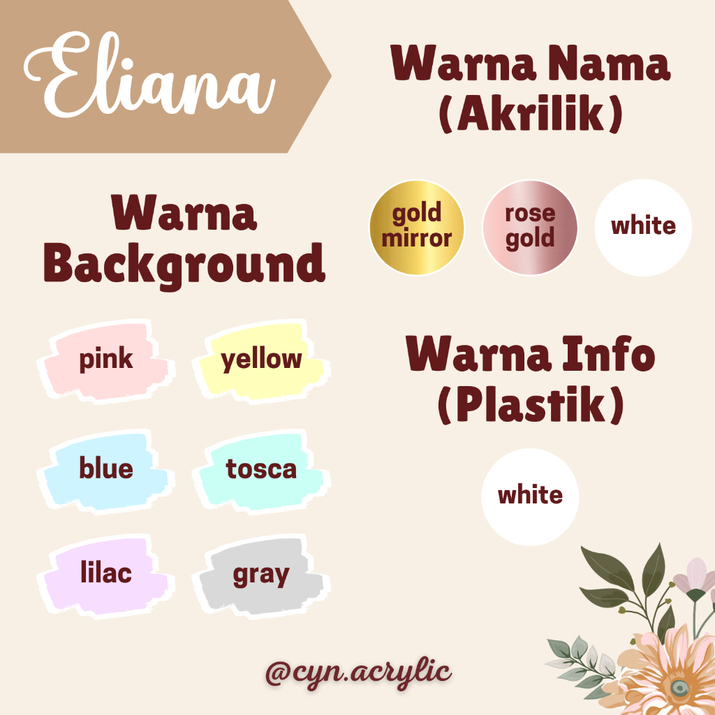 ELIANA Hospital Board Akrilik Acrylic Announcement Biodata Baby Bayi Newborn Kado Mewah Bagus