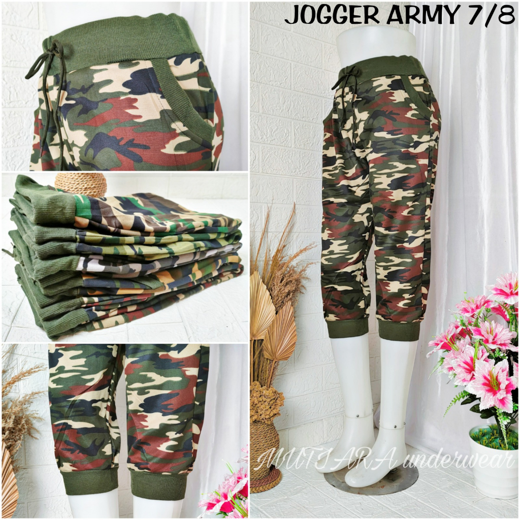Jogger Pants Army Wanita Pria 7/8 Bahan Katun Stretch / Celana Jogger Army 7/8
