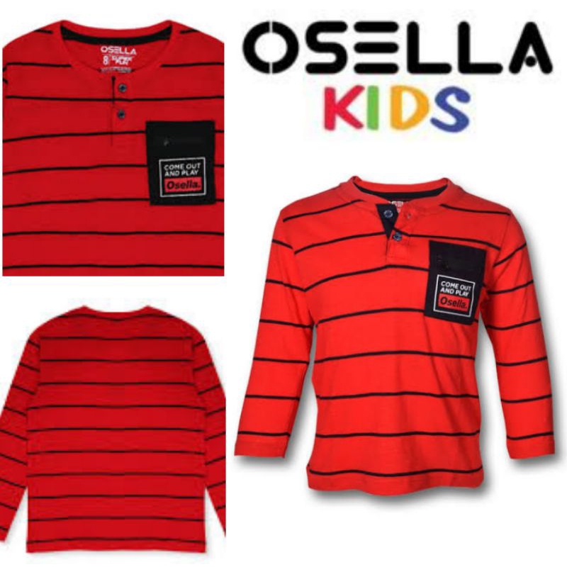 Osella Baju Anak Laki Laki Tshirt Lengan Panjang Stripe Red