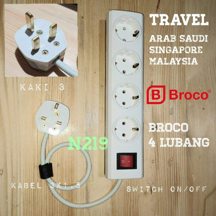 AYABDG BROCO Kaki 3 ADAPTER KONVERTER TRAVEL Arab Saudi UMROH Colokan Listrik / Colokan Listrik Arab