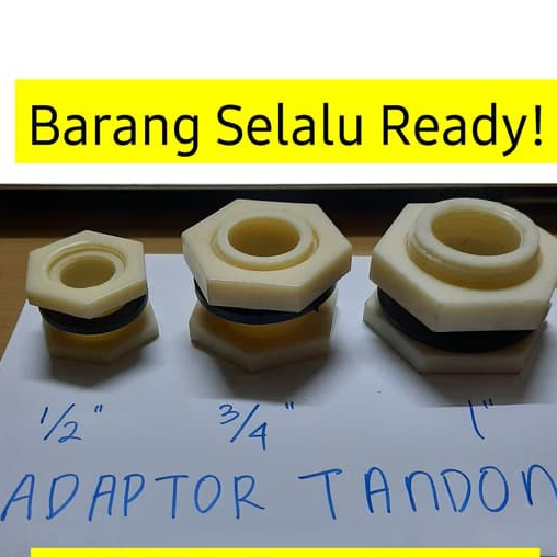 1 in Adaptor Tandon Nepel Air Tangki Penampung Ring SDD SDL Sok Drat Mur Bulk head Bulkhead
