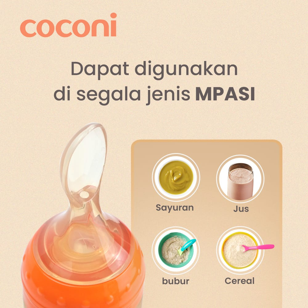 Coconi 120ml Silicone Baby Feeder Spoon - Sendok Silicone Makan Bayi